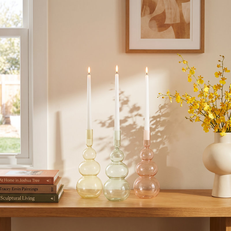 Anij Glass Tabletop Candlestick Set