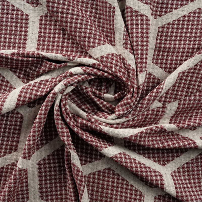 Jeté en coton tissé, Géométrique rouge