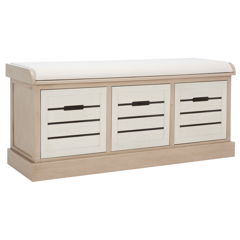 South Ferry Linen Upholstered Storage Bench, Sand