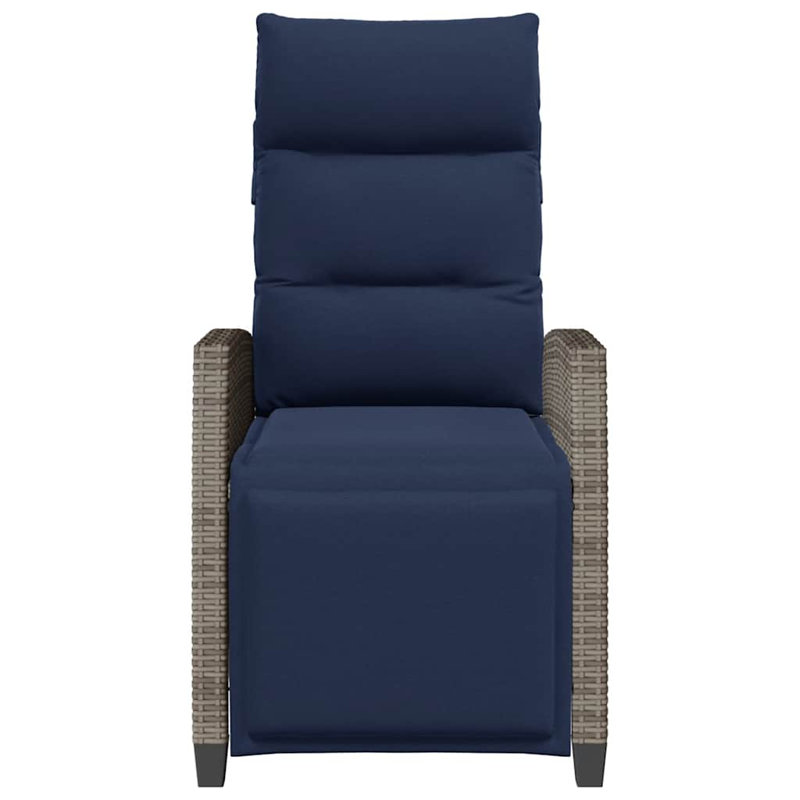 Chaise de patio inclinable avec table d'appoint en rotin de poly, Gris, Marine