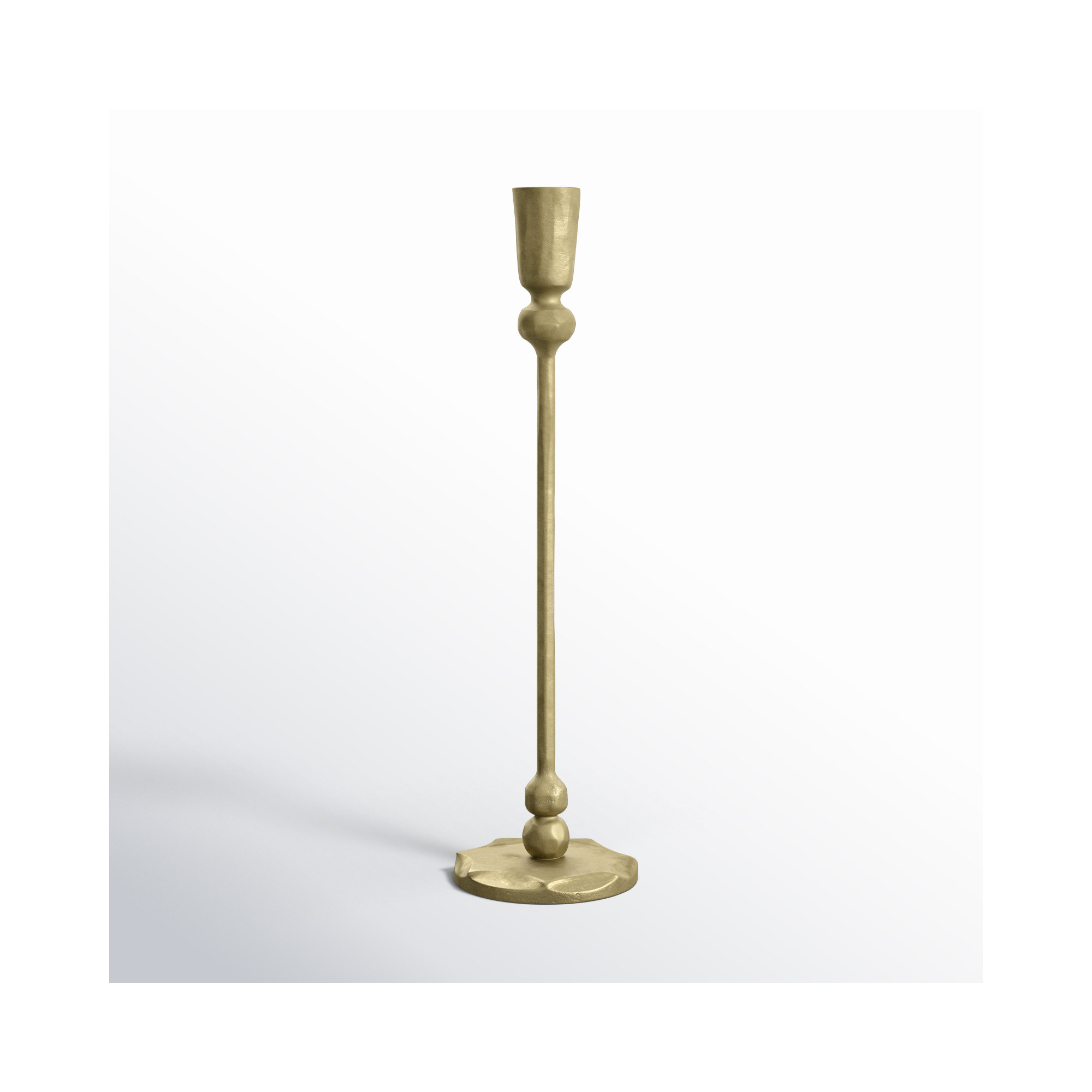 Iron Tabletop Candlestick, 12" H x 3" W x 3" D