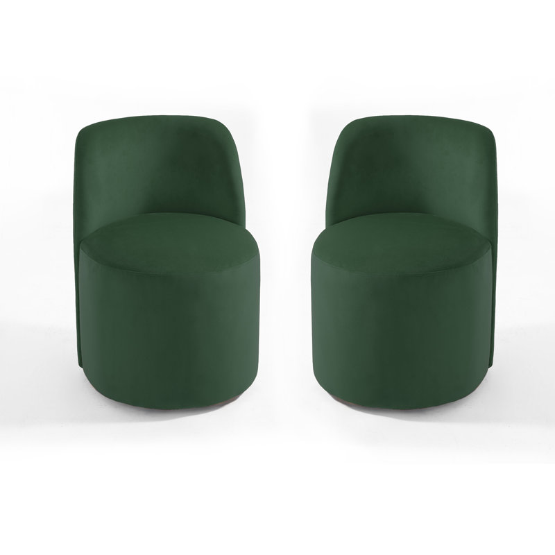 Ensemble de 2 chaises de baril Minimalist, Velours vert