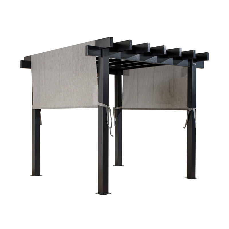 Gray Aluminum 10 ft x 10 ft Pergola with Adjustable Canopy
