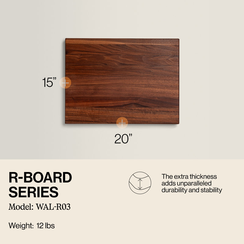 BoosBlock® R-Board Series Reversible Cutting Board, 20"L x 15"W, Walnut