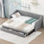 Lit de jour rembourré gris de taille simple TG à très grand lit avec 2 tiroirs - Lit chic et fonctionnel pour tous les tiroirs de la pièce, espace attrayant et confortable