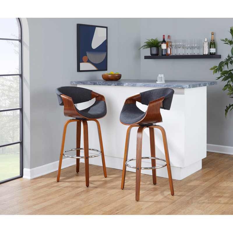 Archaimbaud Swivel Upholstered Counter Stool, Bar Stool (30" Seat Height), Charcoal