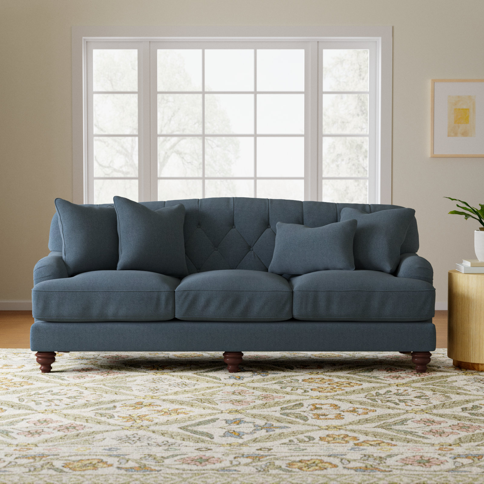 Sullivan 90'' Upholstered Sofa, Anello 22 Navy Performance Twill, Manhattan, No