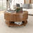 Round Lift Top Coffee Table With Hidden Storage, 2-tier Fluted Cocktail Table With Open Shelf-1802042176