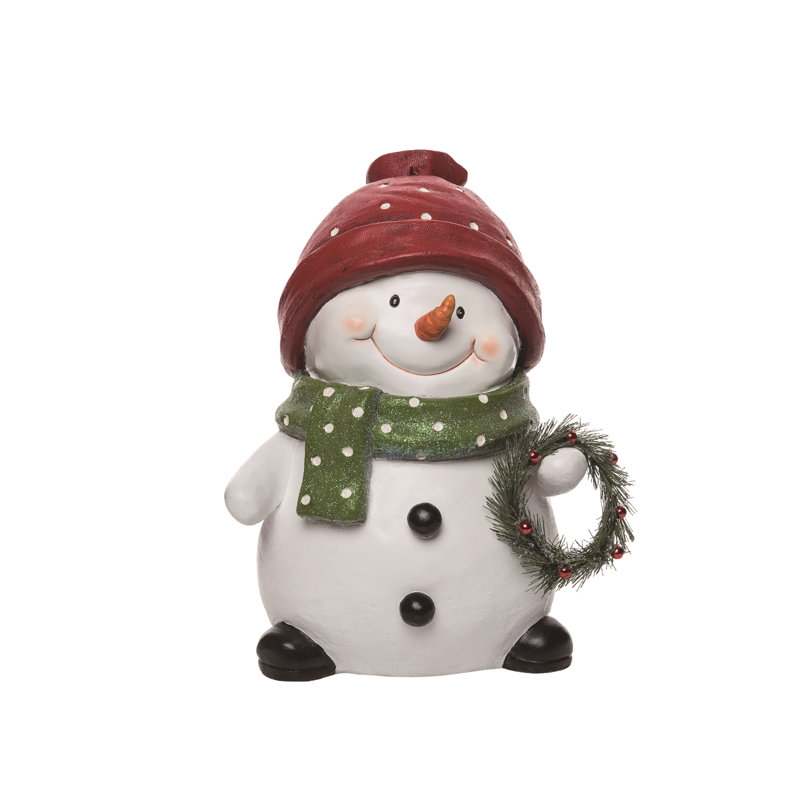  Décoration de Noël en résine et bonhomme de neige multicolore en résine 14,5 po