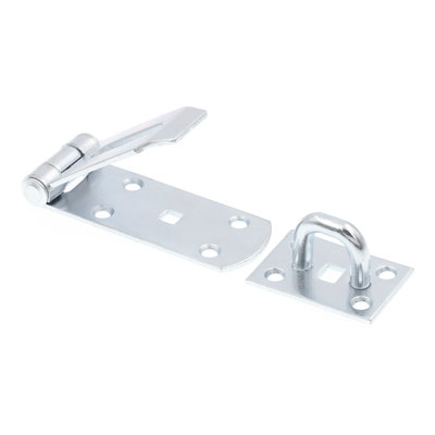 Prime-Line Door and Gate Extra Heavy Duty Safety Hasp Hinge Latch with Fixed Staple 3-1/2 inch with Screws Zinc Plated (Single Pack)