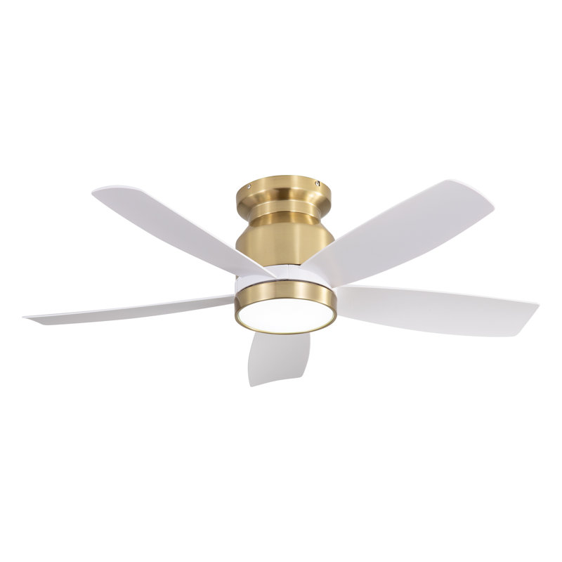 Ventilateur de plafond encastré doré 42 pouces avec éclairage DEL et télécommande - 5 pales ABS avec éclairage à intensité variable
