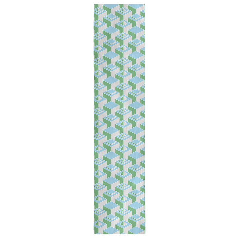 Classic Skyscrapers Table Runner, 16" x 90", Teal/Dark Green