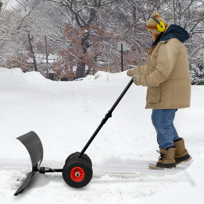 Pelle à neige en métal avec angle de la lame, chasse-neige avec roues