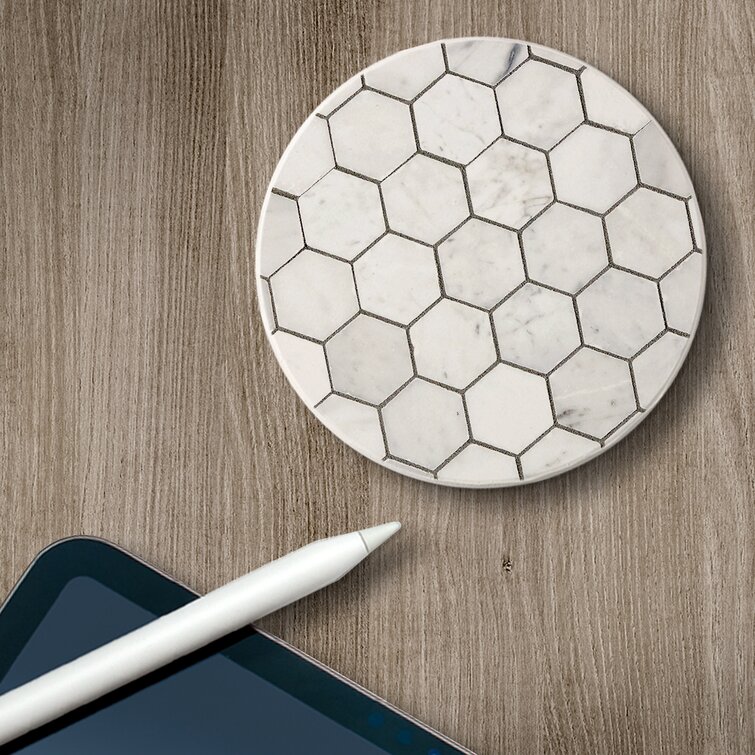 Set of 4 Hexagonal White Coasters