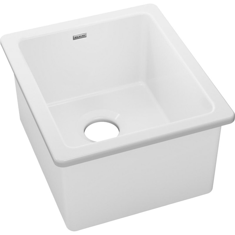 Elkay Fireclay 16" L x 19" W Undermount Bar Sink, White