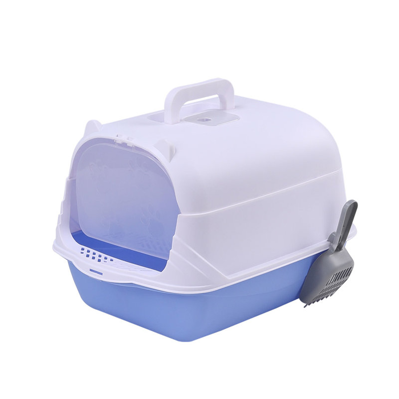 Extra-Large Enclosed Cat Litter Box, Blue