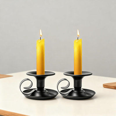 Ensemble de 2 porte-bougies vintage en fer rétro, chandeliers élégants pour la maison, la salle à manger, Halloween, Noël et les occasions spéciales