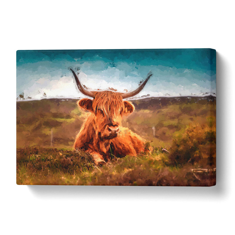 A Resting Highland Cow - Wrapped Canvas, 61 cm H x 91.4 cm W