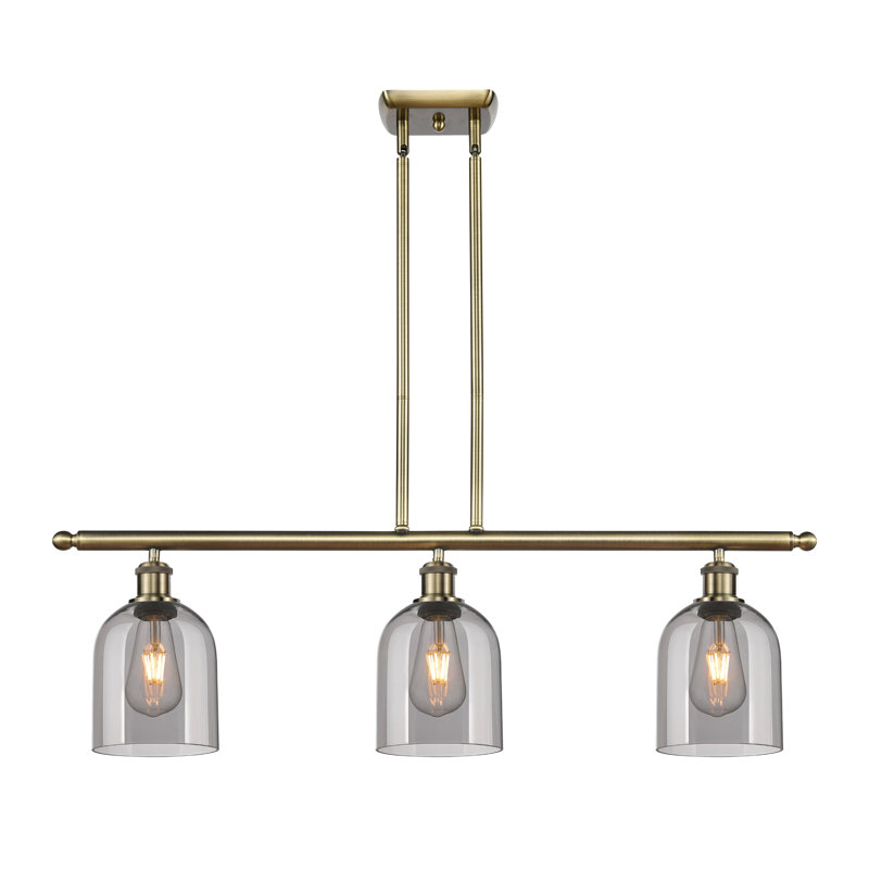 Odaniel 3 - Light Kitchen Island Pendant, Light Smoke, Antique Brass