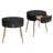Easy Assembly End Tables with High Gloss Faux Marble Tabletops, Set of 2, Modern Fluted 2 Side Tables with Drawers, Round Coffee Tables with Golden Legs for Living Room-840819723