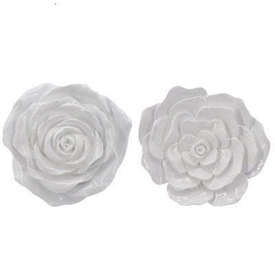 White Rose Wall Accents Of 2 - Versatile For Creating A Cozy Atmosphere In Living Room, Hallway, Bedroom Hanging Decor Transform Your Areas With Style