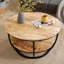 Afsar Solid Wood Round Coffee Table with Storage Shelf