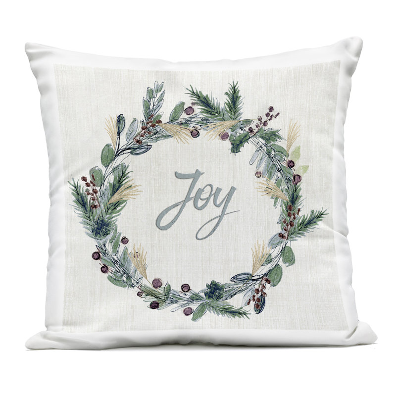 Coussin d'extérieur Joy Seasonal, Texte et chiffres verts 18, Carré 18 po