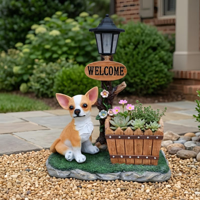 Sitting Chihuahua Dog Planter Statue