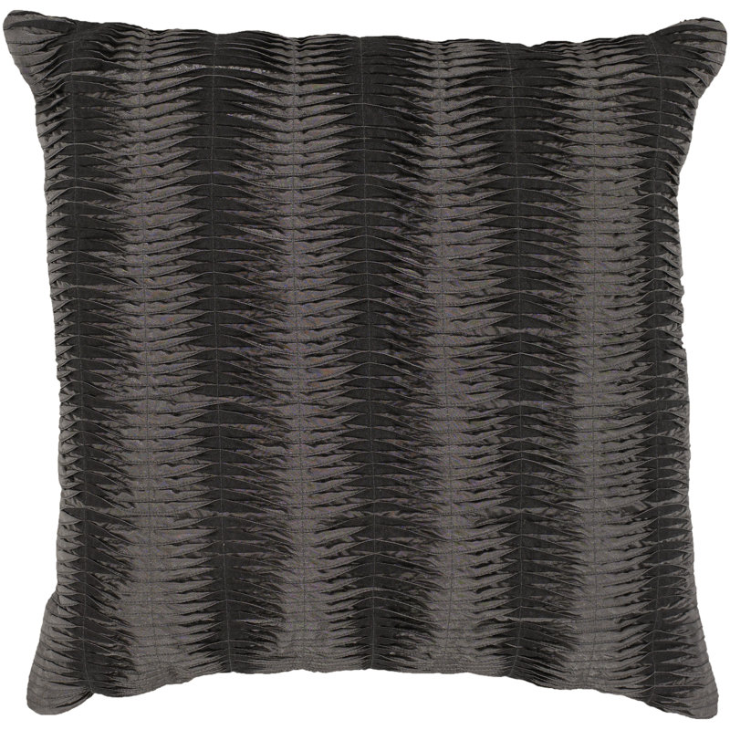 Coussin décoratif Clanton, H 18 po x l 18 po, Fusain / Gris, Inférieur