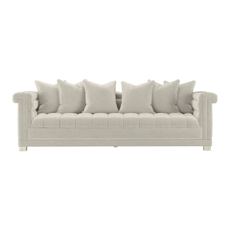 Vittorio Tufted Sofa, Smoke Polyester, Salted White