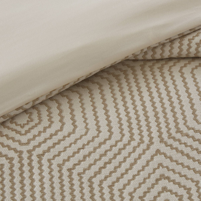 Luxury Tan Ivory Bedding Sets, Polyester Jacquard, Modern Elegance For Home
