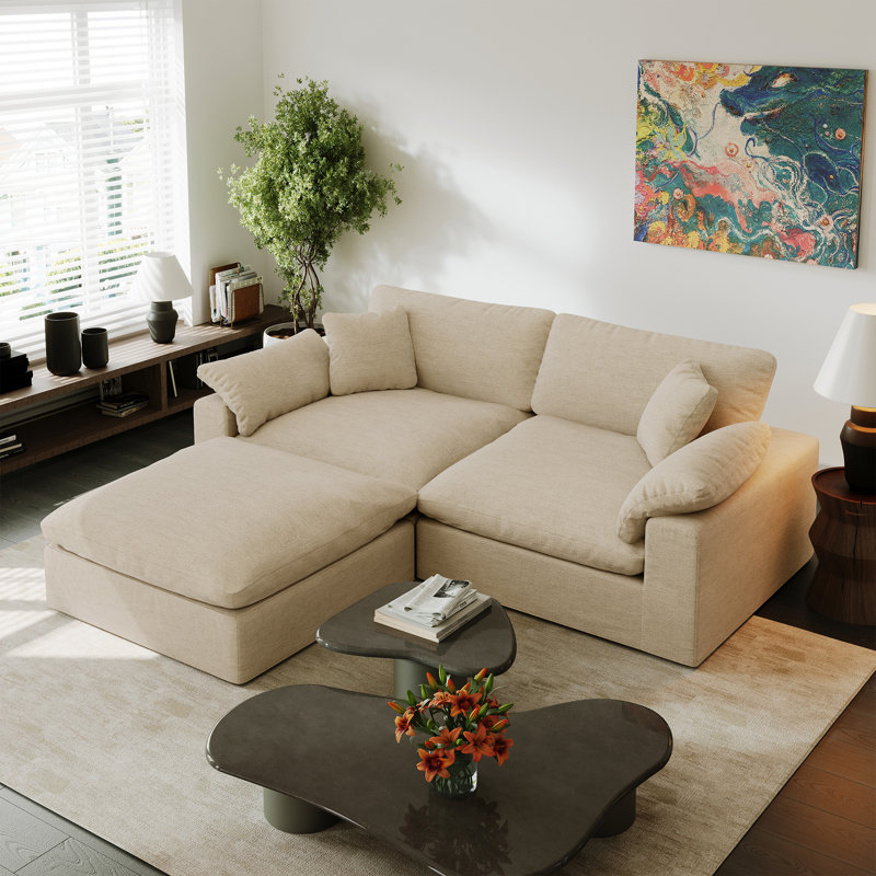 Modular Sectional Sofa Couch for Living Room Bedroom Offiec, Khaki