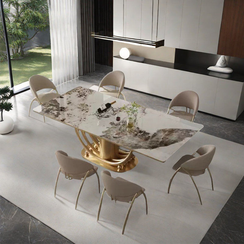 Table de salle à manger moderne en pierre frittée, H 29,5 po x L 78,7 po x l 39,4 po