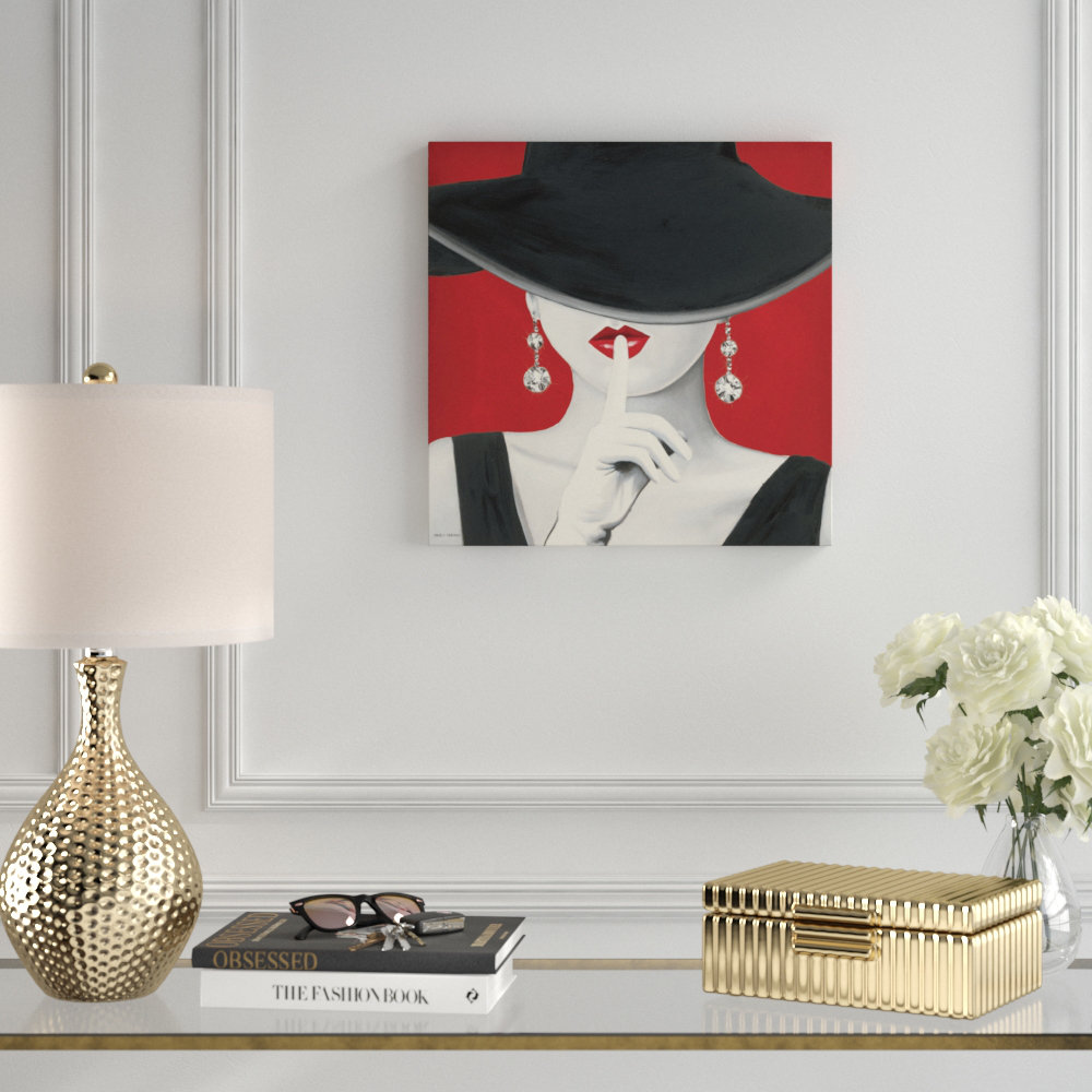 " Black, White And Red Diamond Earring Fashionista " by Marco Fabiano Rosdorf Park