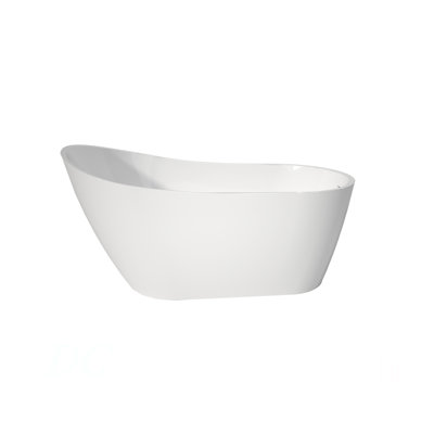 Premium High-Back Acrylic Free Standing Bath Tubs,Oval-Shape  Stand Alone White Soaker Tub(59×32 Inch)