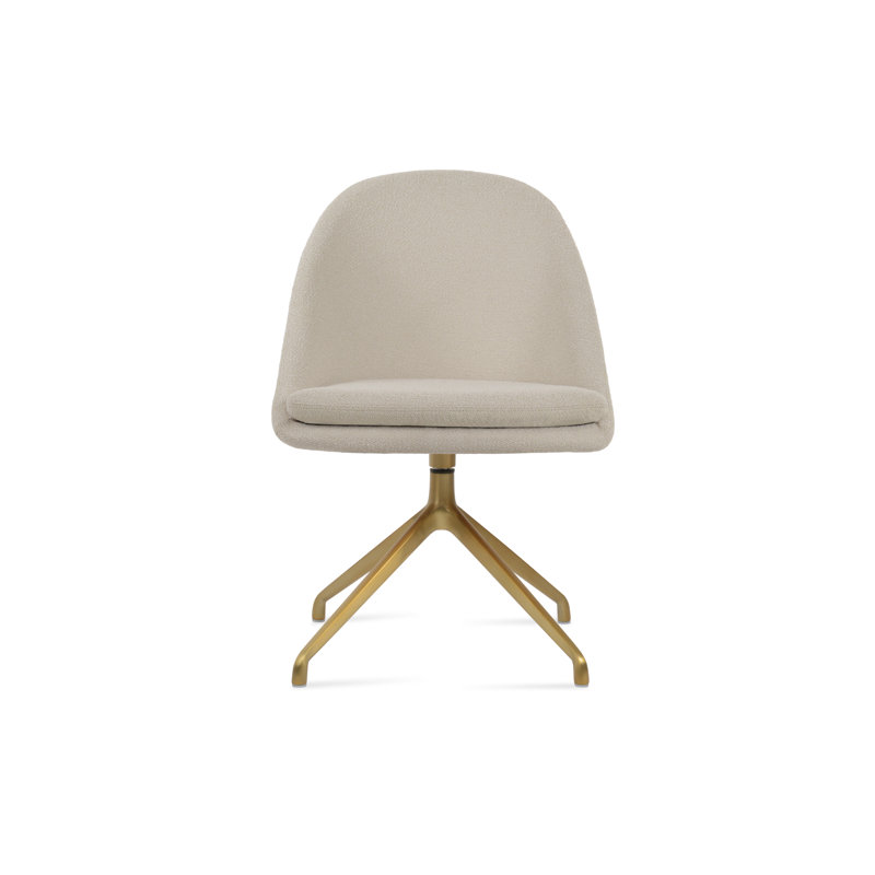 Chaise d'appoint pivotante Avanos Spider, Blanc cassé, Noir