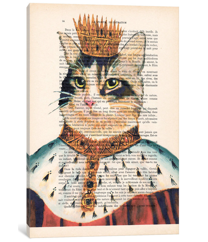 « rétro paper series : très grand chat », reproduction d’impression sur toile, H 40 po x l 26 po x P 1,5 po