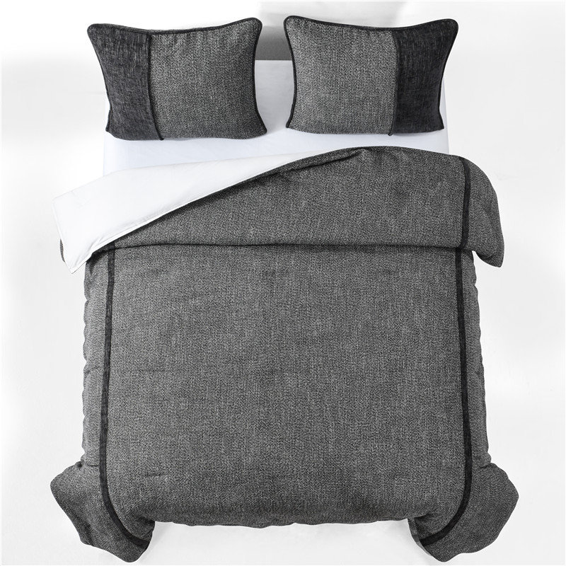 Full White Cotton Country Bedspread Set with Stripes