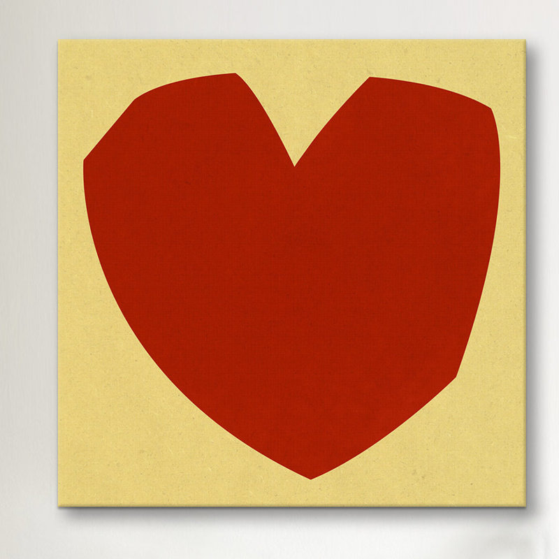 Albree Modern Cut-Out Love, impression sur toile, H 37 po x l 37 po x P 1,5 po, Pas de tapis, Toile tendue