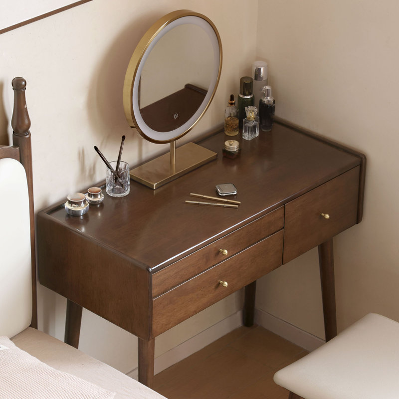Meuble-lavabo en bois massif avec tiroirs de rangement MCM, L 29 po, Brun