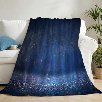 Blue Ultra Soft Flannel Fleece Throw Blanket,Glitter Vintage Lights Single-Sided Print