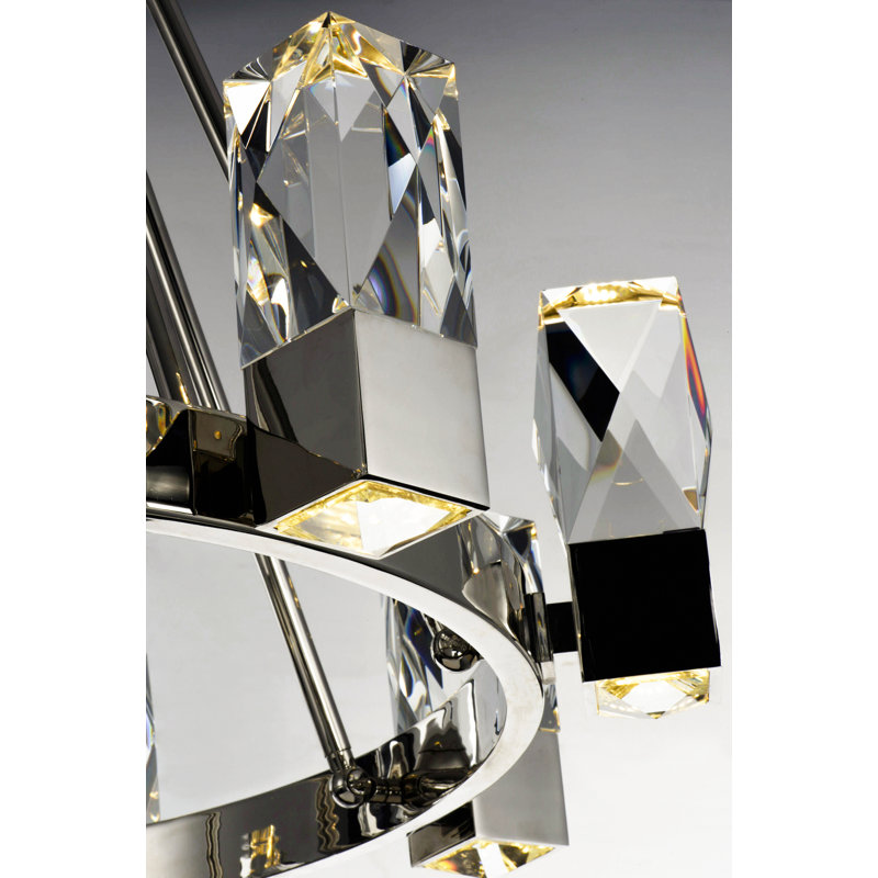 12 - Light LED Chandelier, Polished Nickel