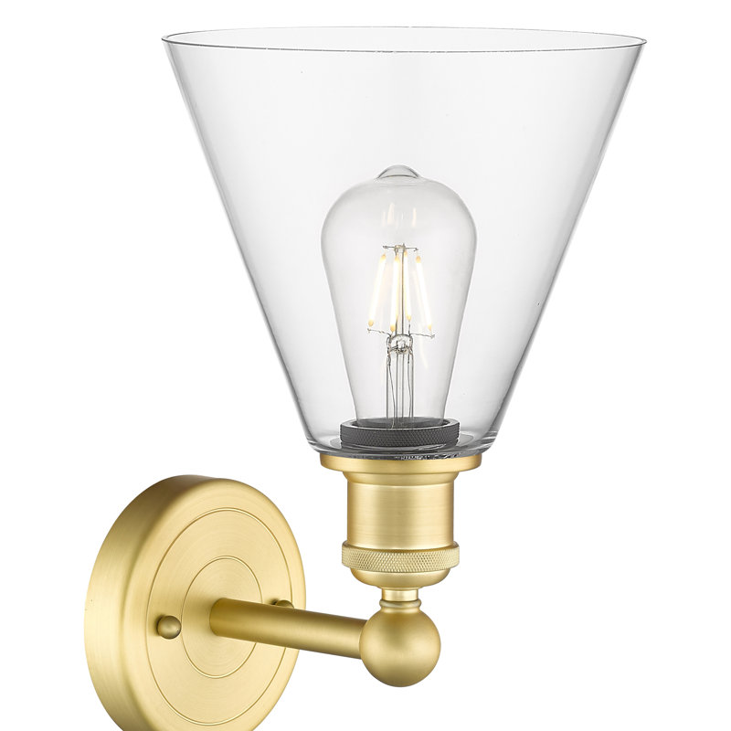 Beva Steel Armed Sconce, Clear, Satin Gold