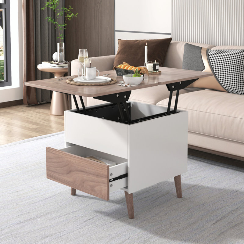 Table basse Fritzsche, Noyer, Noyer / Blanc