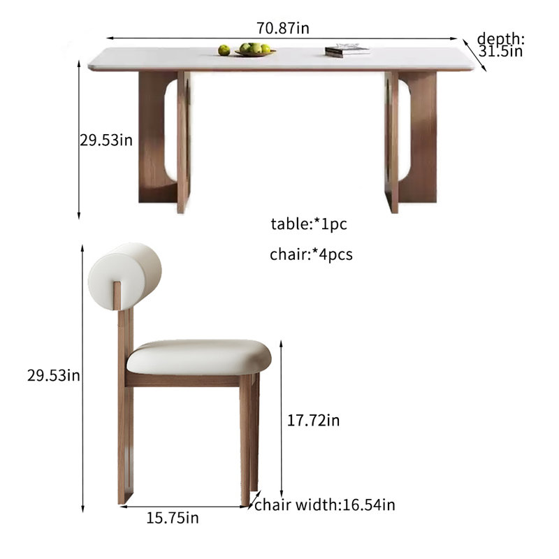 Modern simple rectangular dining table sets., 29.53"H x 70.87"L x31.5"W