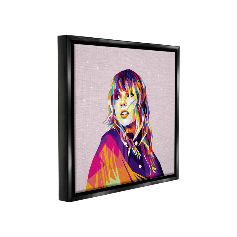 "Motif géométrique Taylor" sur toile, Cadre flottant noir de jais, H 18 po x l 18 po
