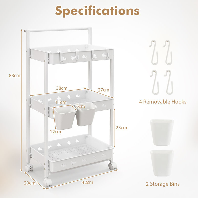83cm H x 42cm W Utility Cart