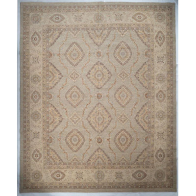 Tapis de salon traditionnel noué à la main 12 x 15 po, tapis beige en laine neutre Sultanabad