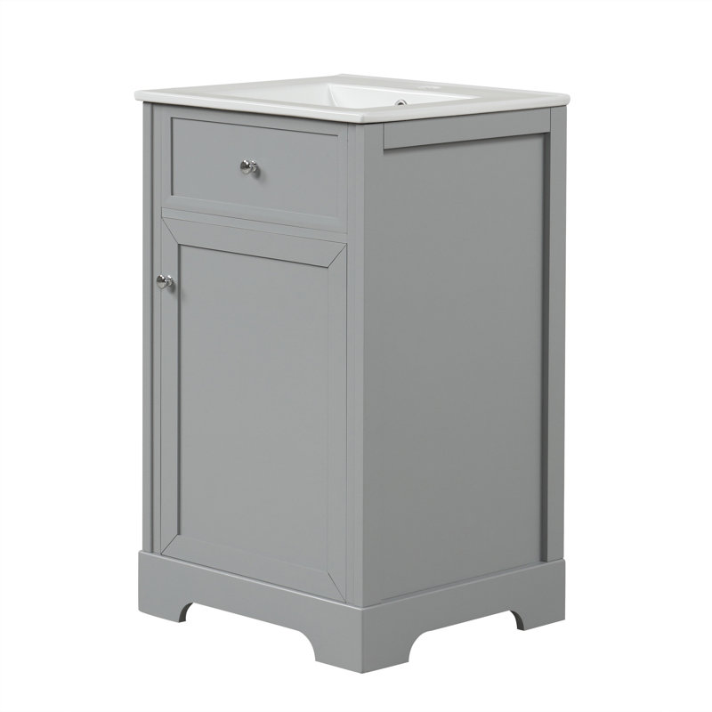 20'' Bathroom Vanity With Ceramic Top Sink, Gray