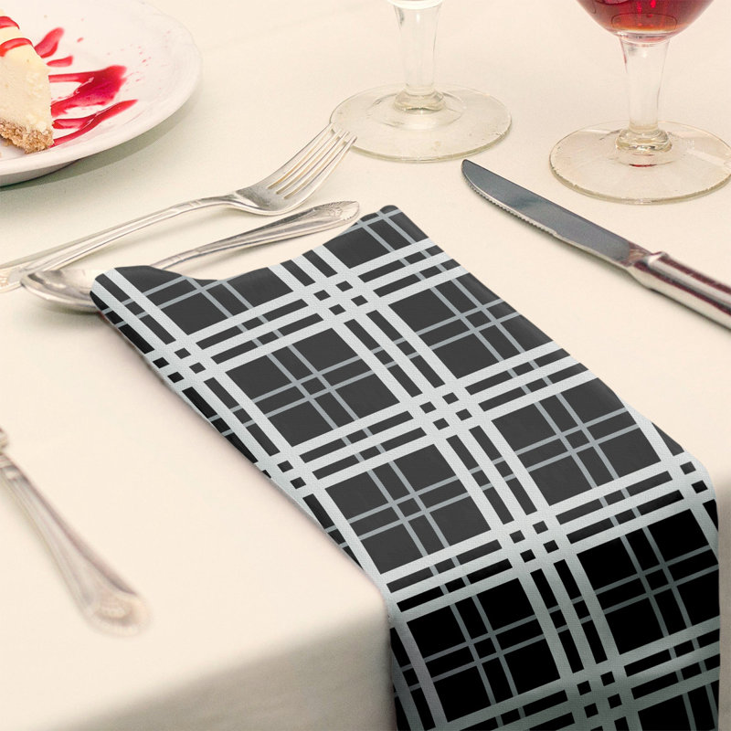 Serviette de table de luxe Las Vegas, Noir/argent/blanc, 10 po x 10 po, Coton